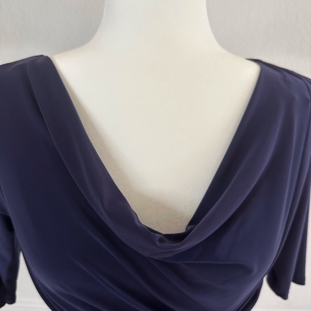 Jones New York Blue Ruched Wrap Midi Dress - Picture 4 of 7